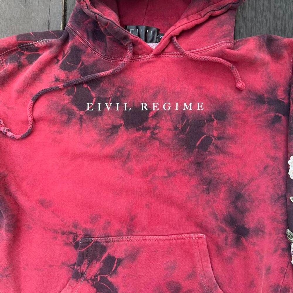 Civil Regime Tie Dye Floral Embroidered Hoodie S